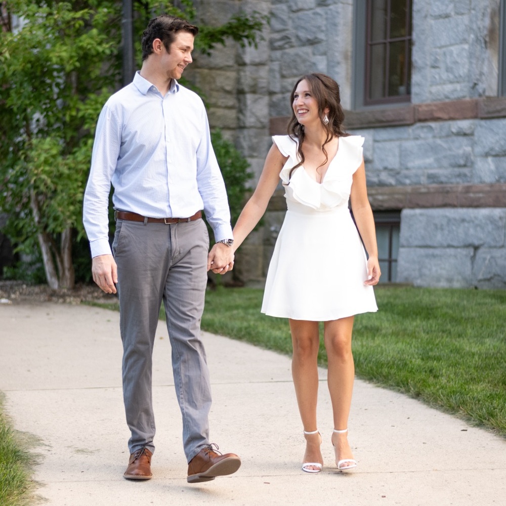 White Ruffled Skater Dress - Worn once for engagement photos